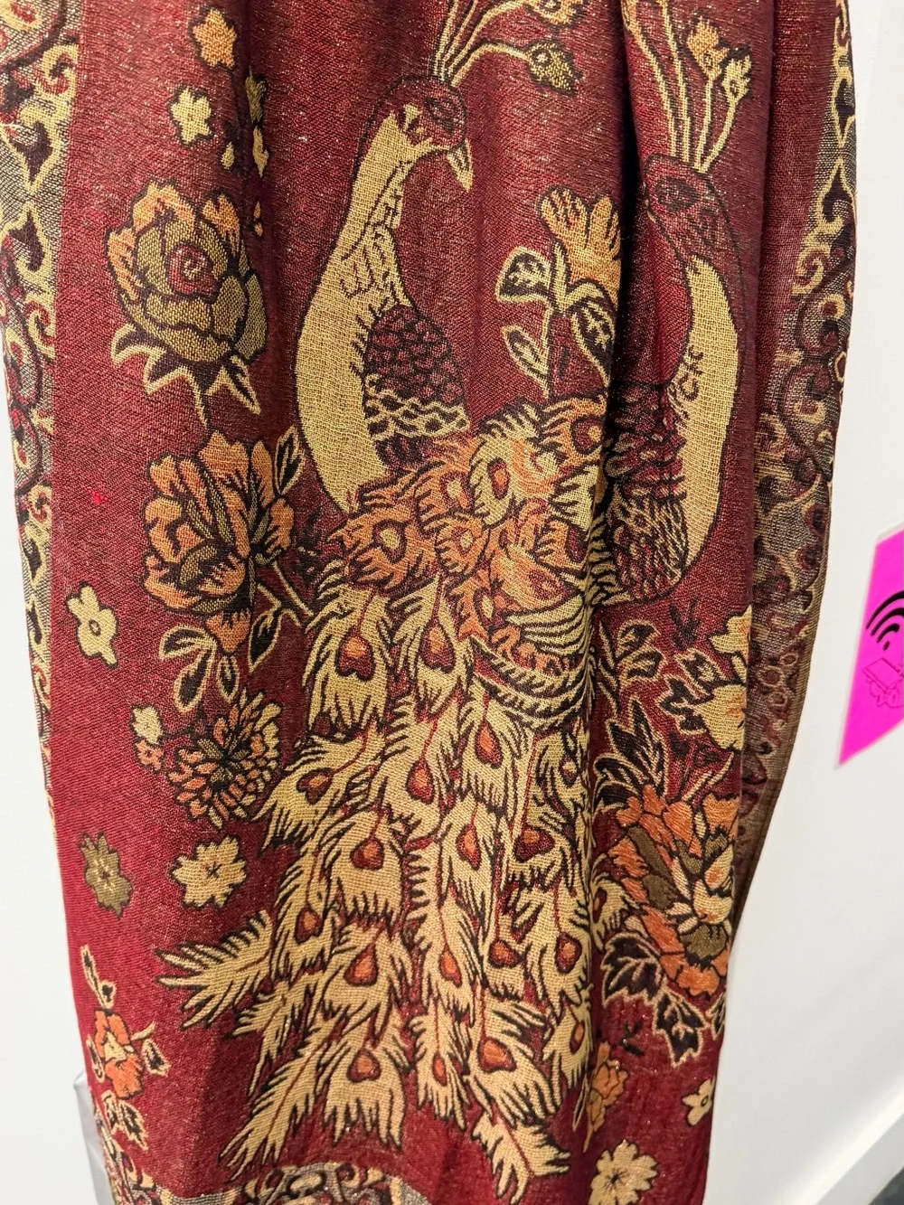 pashmina Red and Olive Floral Paisley Wrap